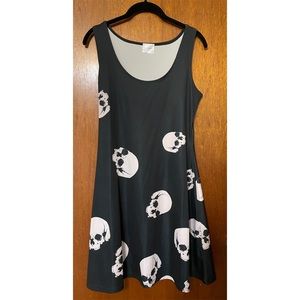 CowCow Skater Dress Grunge Gothic Skull Pattern